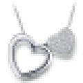 Damen 925 Sterling Silber Anhänger Halskette mit Double Love Heart mit Kette